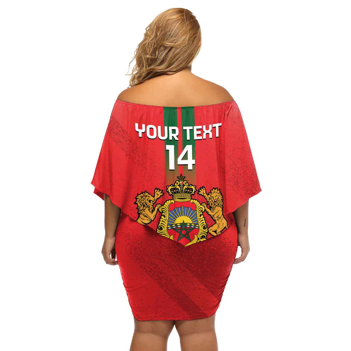 Custom Morocco Football Off Shoulder Short Dress Go Lionesses of Atlas - Wonder Print Shop