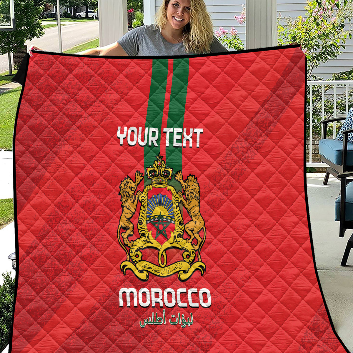 Custom Morocco Football Quilt Go Lionesses of Atlas - Wonder Print Shop