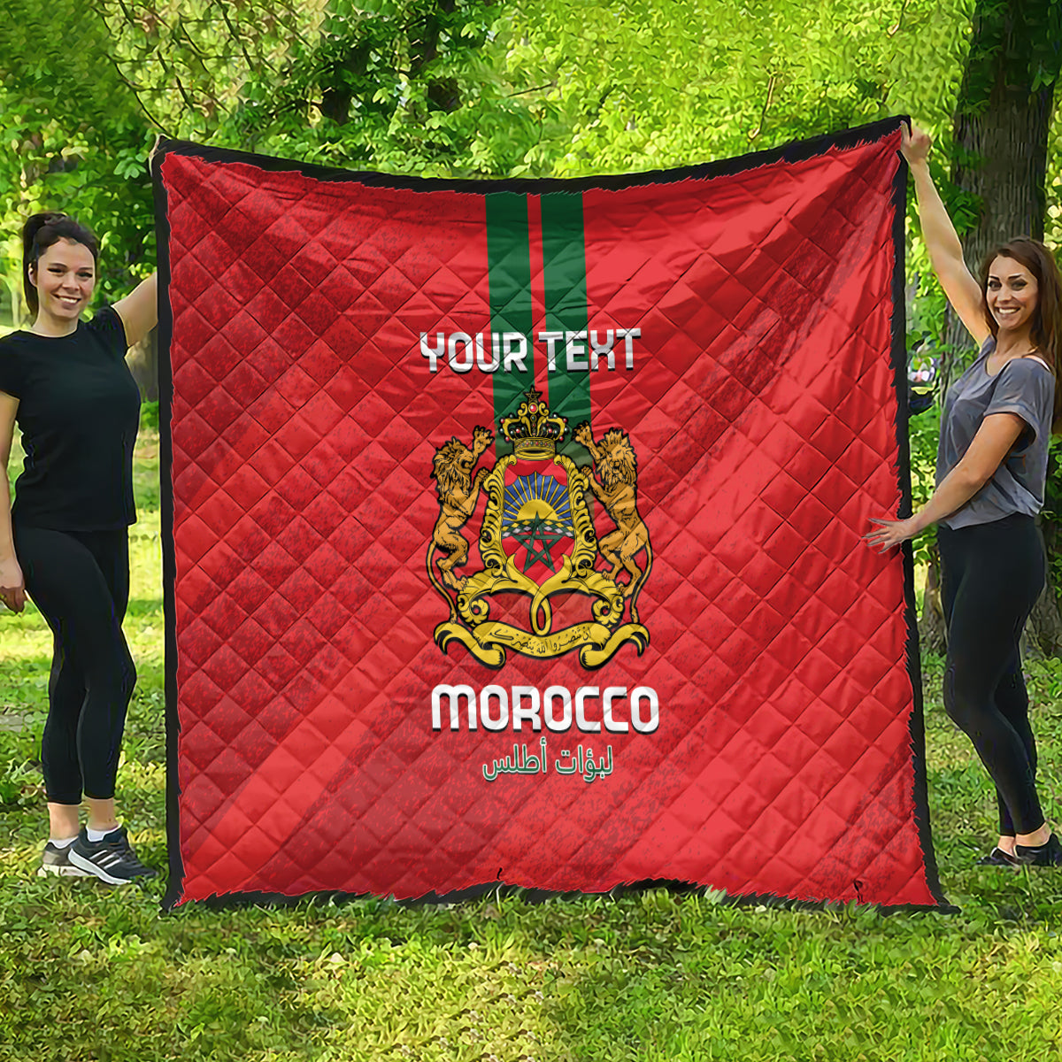 Custom Morocco Football Quilt Go Lionesses of Atlas - Wonder Print Shop