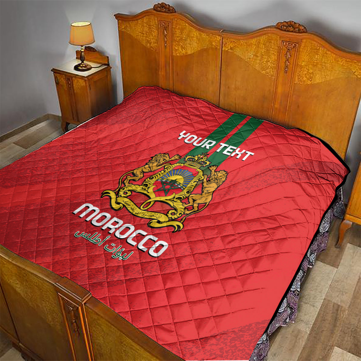 Custom Morocco Football Quilt Go Lionesses of Atlas - Wonder Print Shop