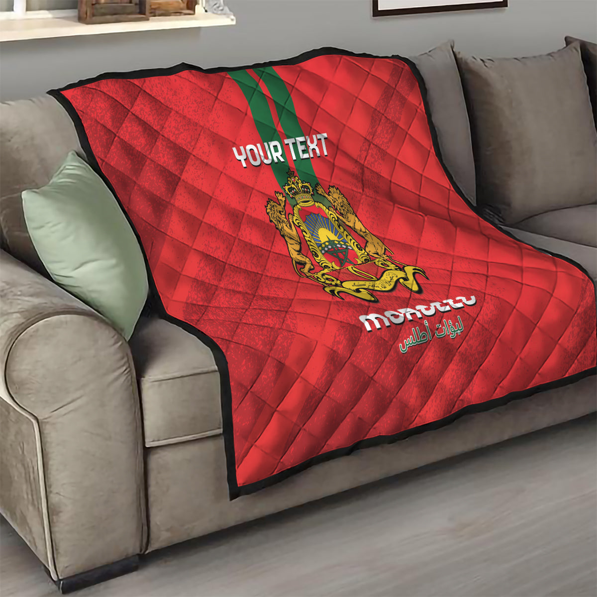 Custom Morocco Football Quilt Go Lionesses of Atlas - Wonder Print Shop