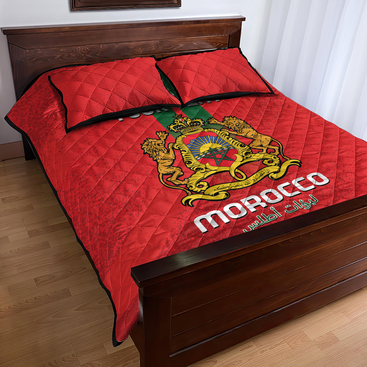 Custom Morocco Football Quilt Bed Set Go Lionesses of Atlas - Wonder Print Shop