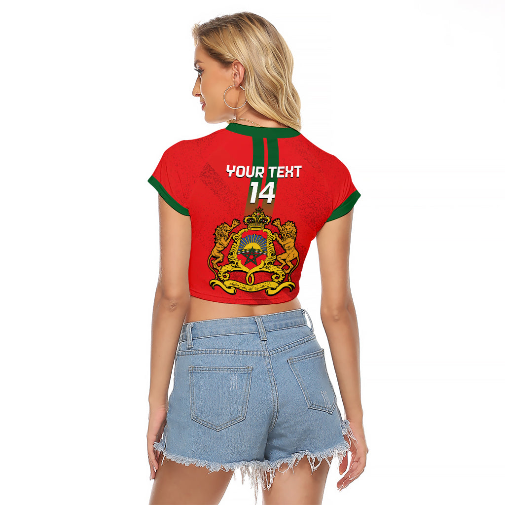 Custom Morocco Football Raglan Cropped T Shirt Go Lionesses of Atlas - Wonder Print Shop