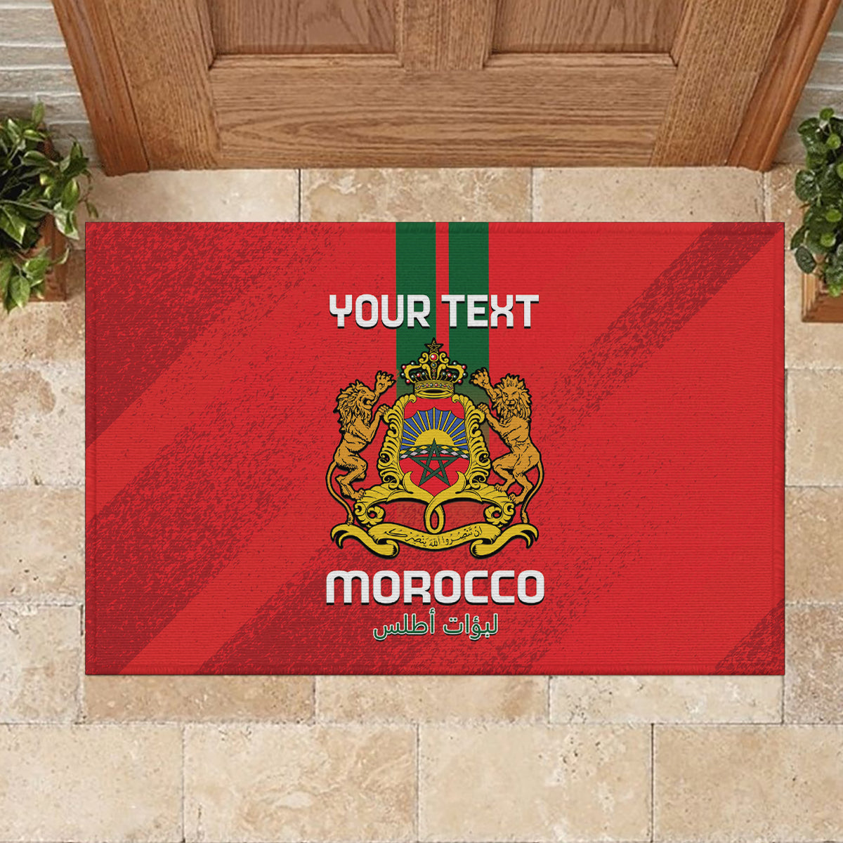 Custom Morocco Football Rubber Doormat Go Lionesses of Atlas - Wonder Print Shop