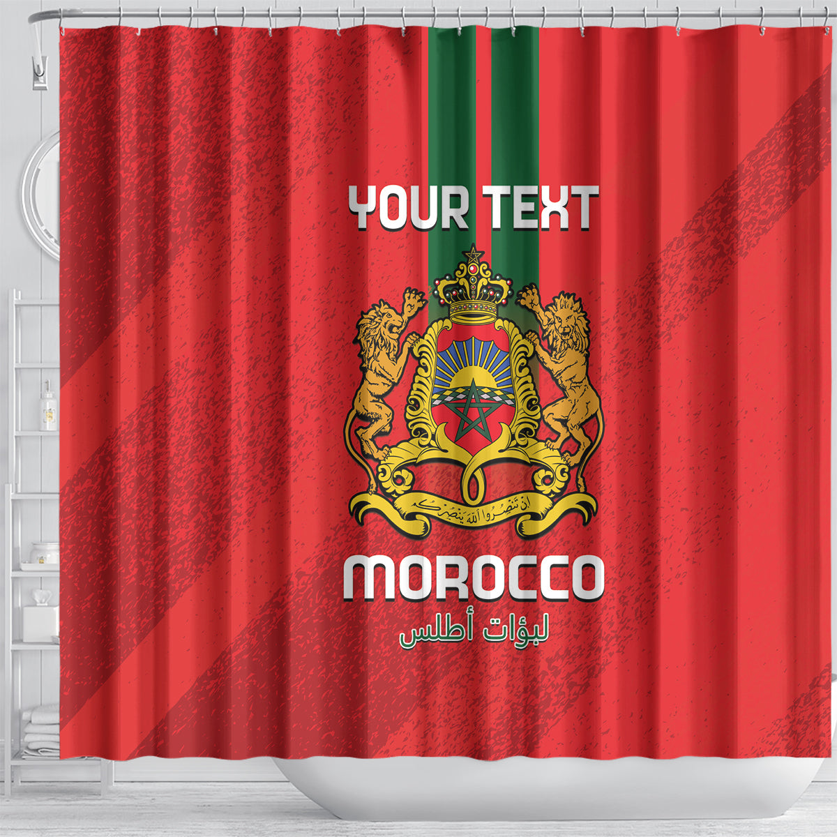 Custom Morocco Football Shower Curtain Go Lionesses of Atlas