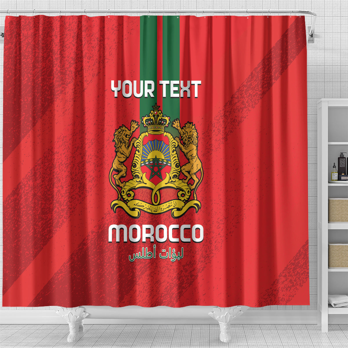 Custom Morocco Football Shower Curtain Go Lionesses of Atlas