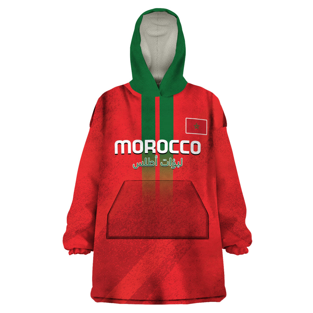 Custom Morocco Football Wearable Blanket Hoodie Go Lionesses of Atlas - Wonder Print Shop