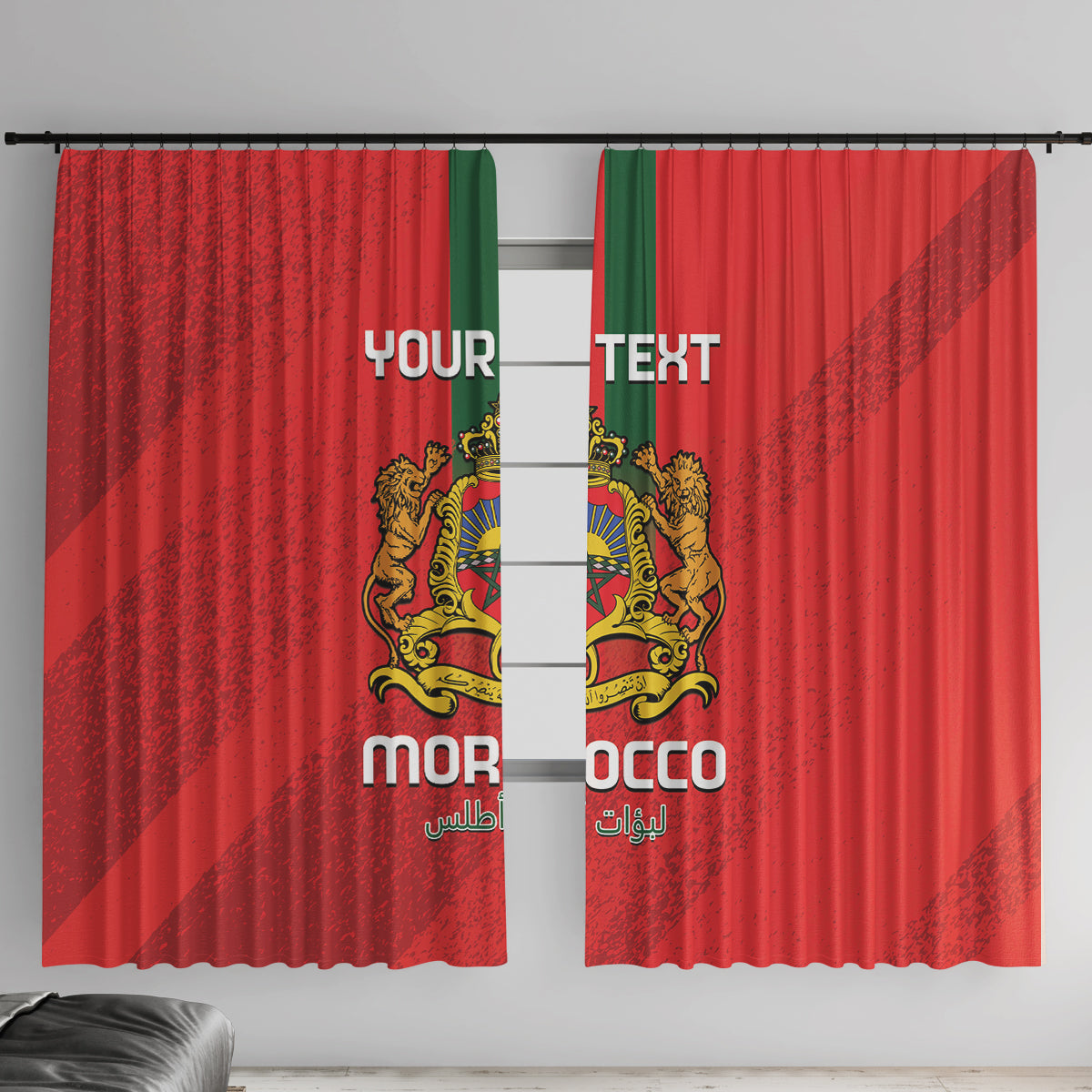 Custom Morocco Football Window Curtain Go Lionesses of Atlas - Wonder Print Shop