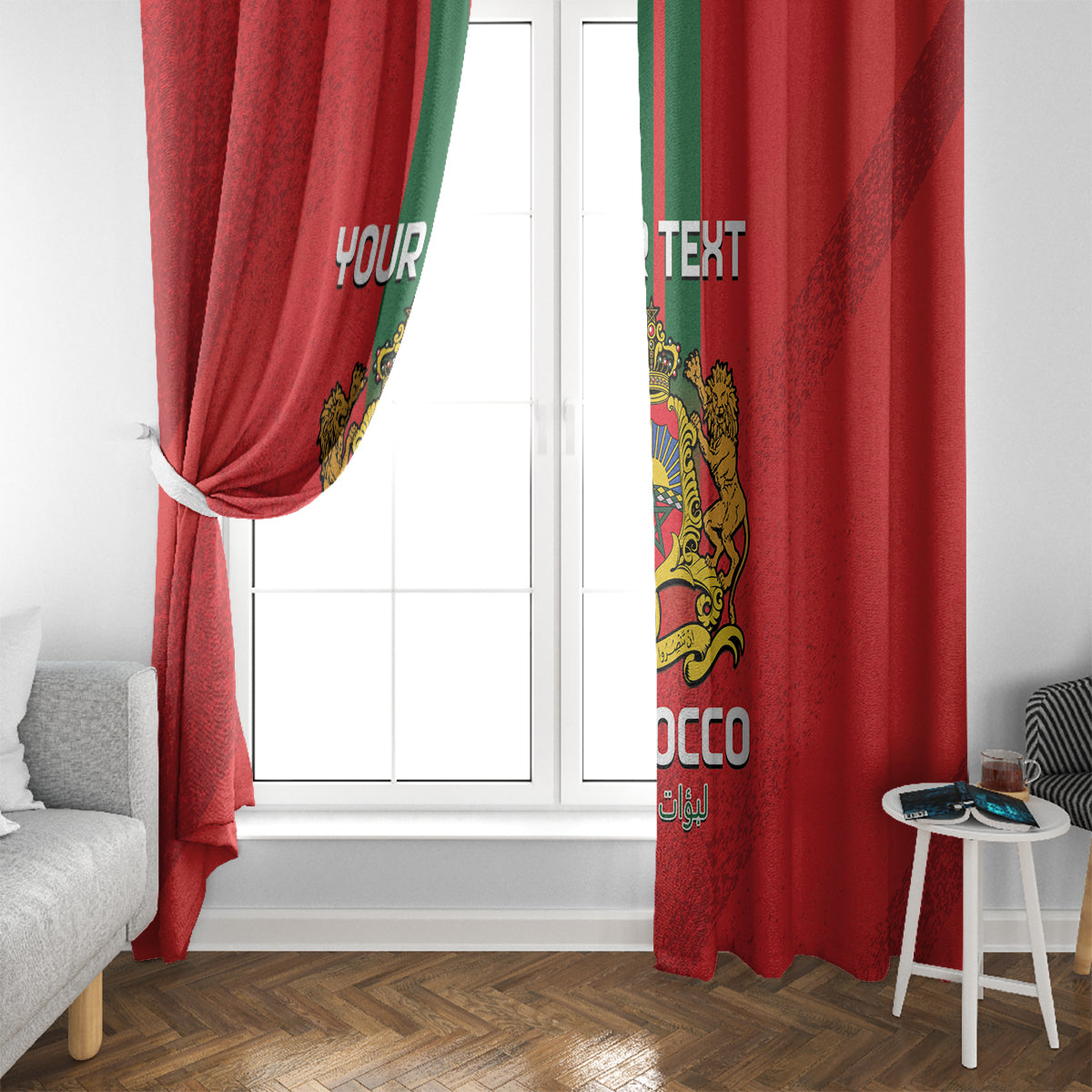 Custom Morocco Football Window Curtain Go Lionesses of Atlas - Wonder Print Shop