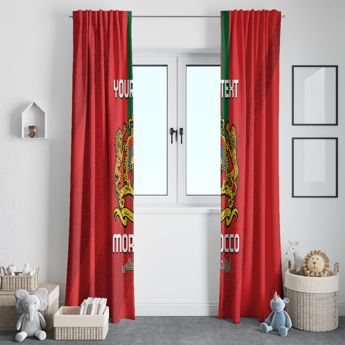 Custom Morocco Football Window Curtain Go Lionesses of Atlas - Wonder Print Shop