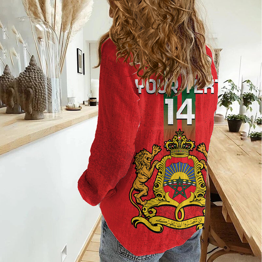 Custom Morocco Football Women Casual Shirt Go Lionesses of Atlas - Wonder Print Shop