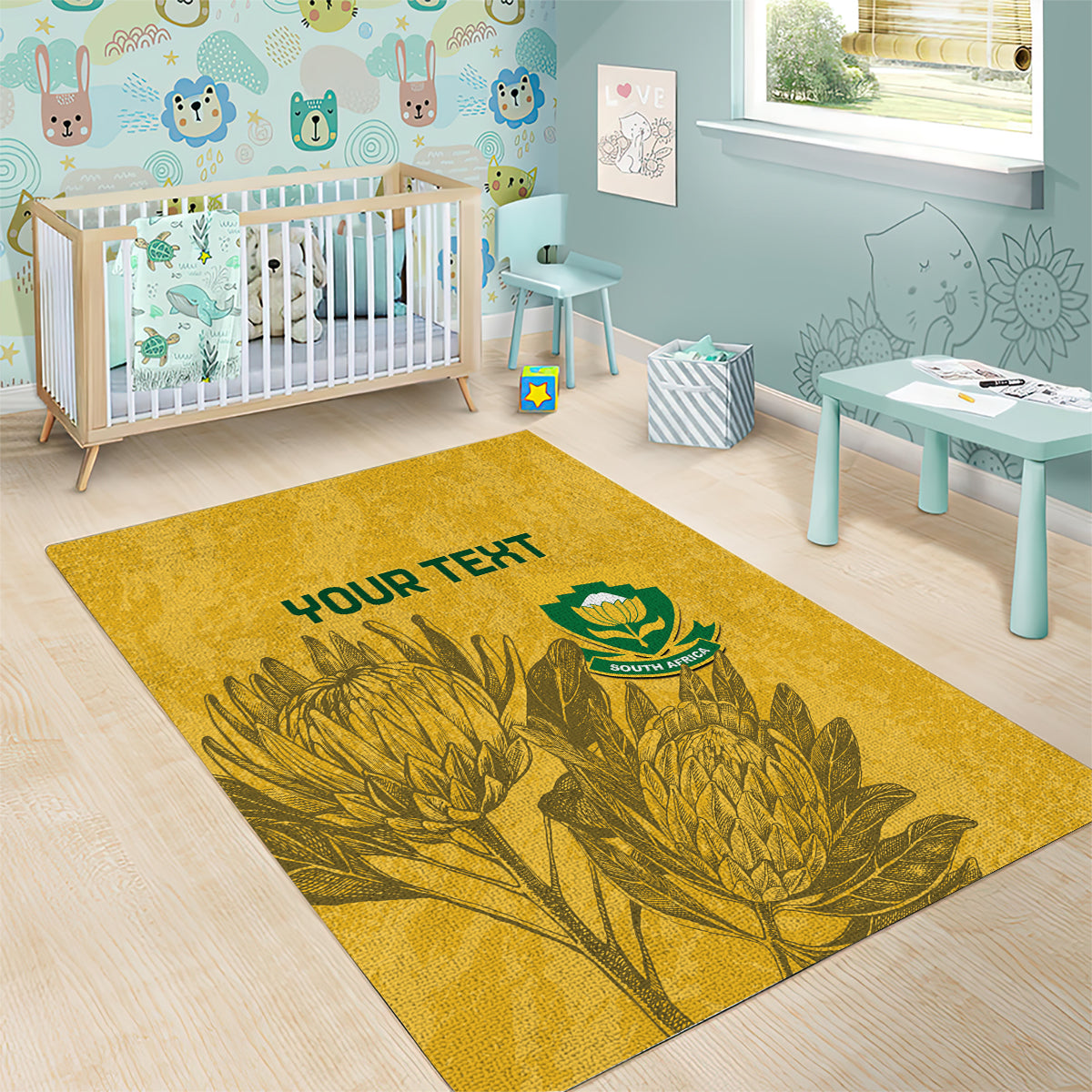 Custom South Africa Soccer Area Rug Go Banyana Banyana Proteas - Wonder Print Shop