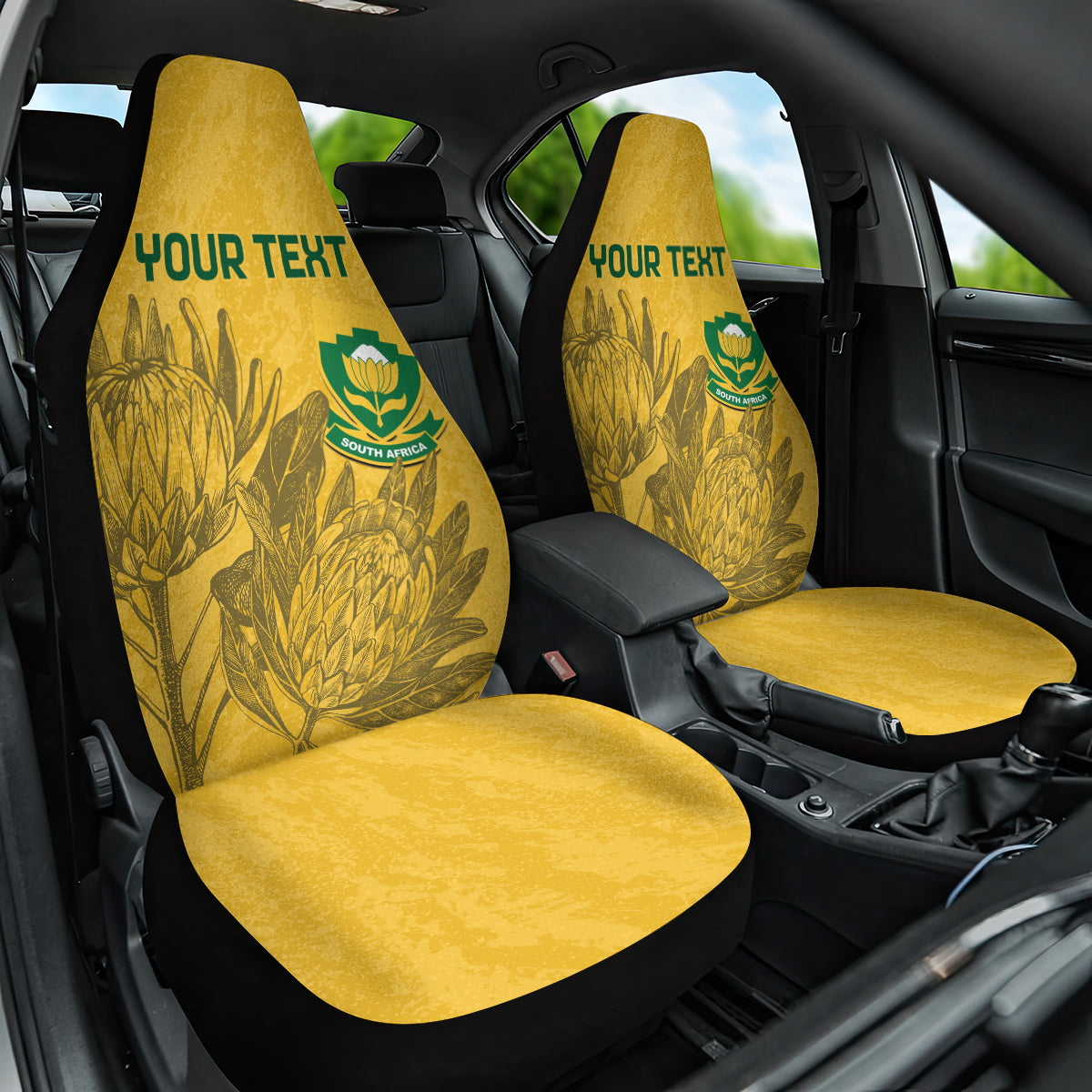 Custom South Africa Soccer Car Seat Cover Go Banyana Banyana Proteas - Wonder Print Shop