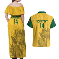 Custom South Africa Soccer Couples Matching Off Shoulder Maxi Dress and Hawaiian Shirt Go Banyana Banyana Proteas - Wonder Print Shop