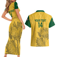 Custom South Africa Soccer Couples Matching Short Sleeve Bodycon Dress and Hawaiian Shirt Go Banyana Banyana Proteas - Wonder Print Shop