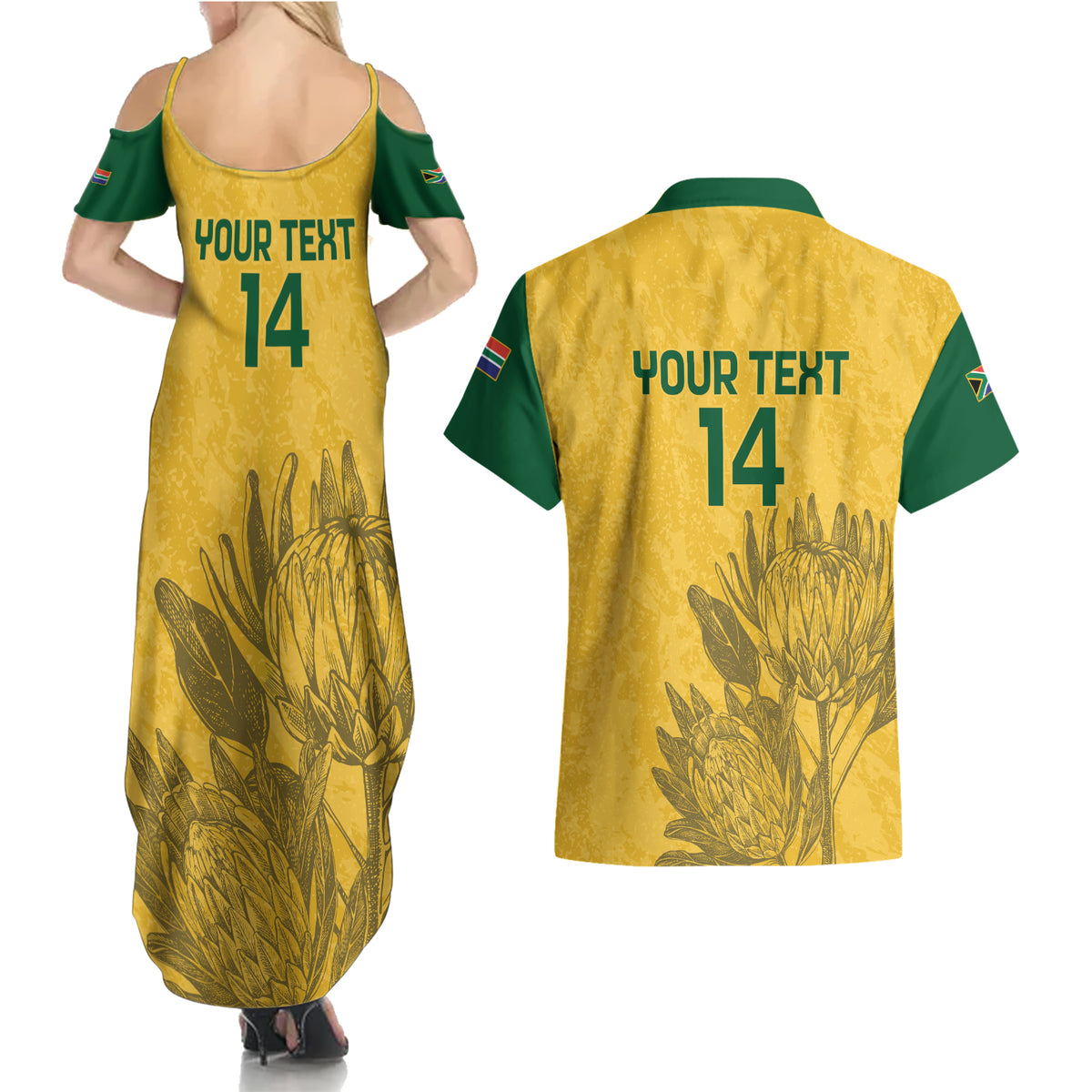 Custom South Africa Soccer Couples Matching Summer Maxi Dress and Hawaiian Shirt Go Banyana Banyana Proteas - Wonder Print Shop