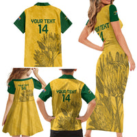 Custom South Africa Soccer Family Matching Short Sleeve Bodycon Dress and Hawaiian Shirt Go Banyana Banyana Proteas - Wonder Print Shop