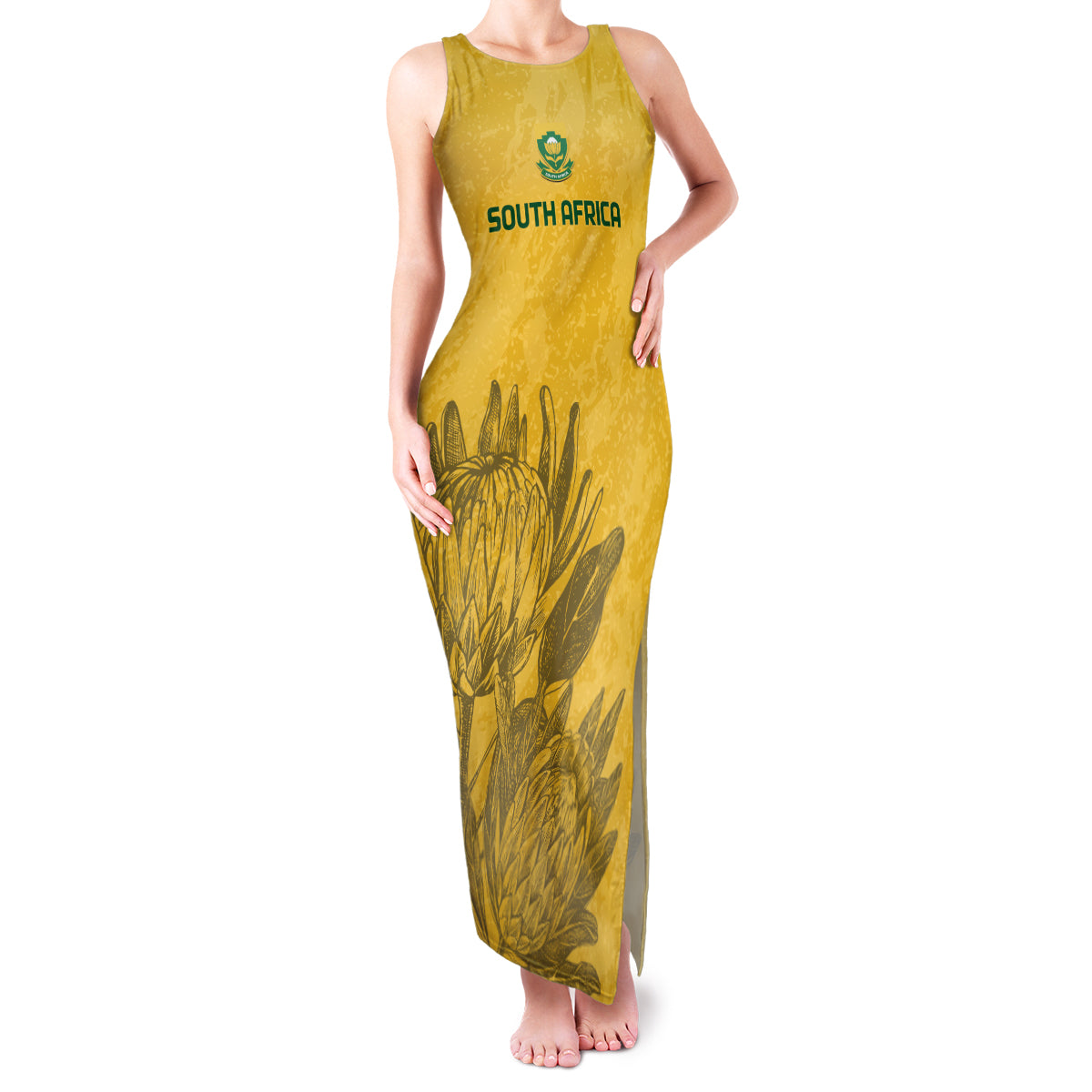 Custom South Africa Soccer Family Matching Tank Maxi Dress and Hawaiian Shirt Go Banyana Banyana Proteas - Wonder Print Shop