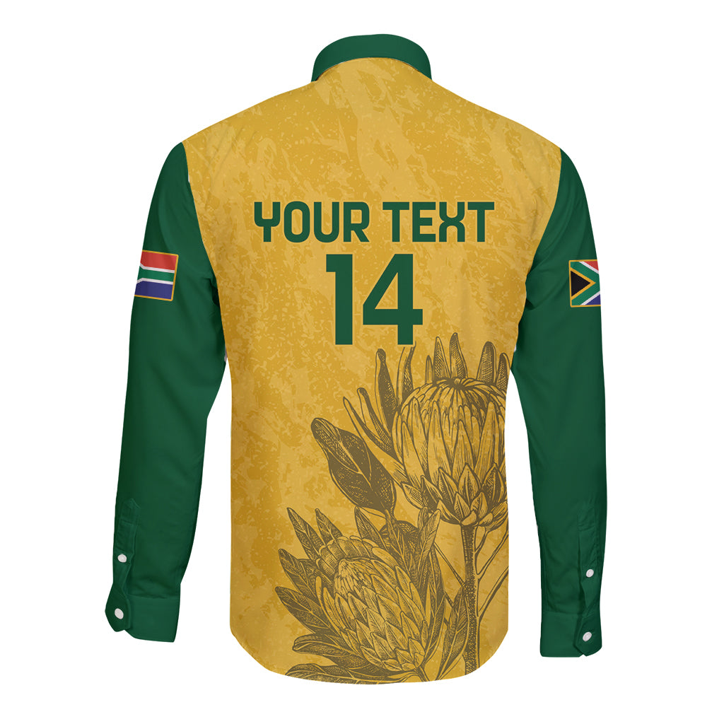 Custom South Africa Soccer Long Sleeve Button Shirt Go Banyana Banyana Proteas - Wonder Print Shop