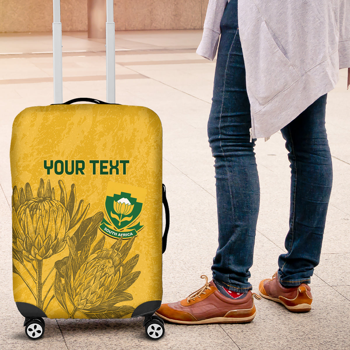 Custom South Africa Soccer Luggage Cover Go Banyana Banyana Proteas - Wonder Print Shop