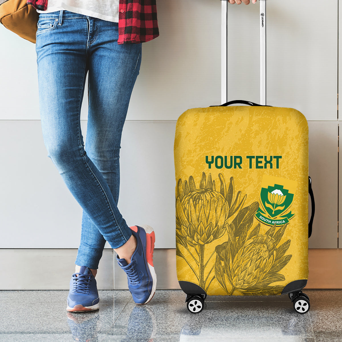 Custom South Africa Soccer Luggage Cover Go Banyana Banyana Proteas - Wonder Print Shop