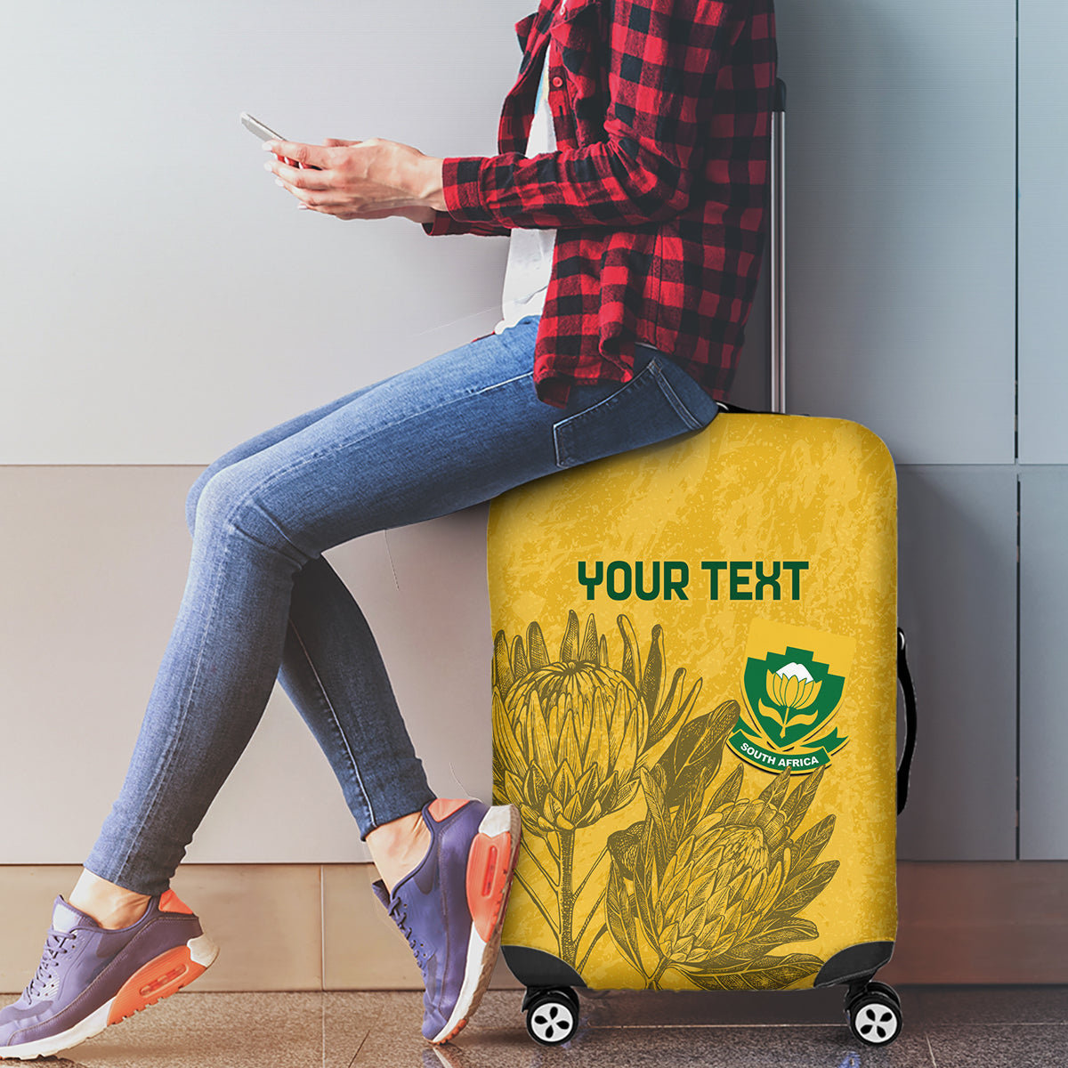 Custom South Africa Soccer Luggage Cover Go Banyana Banyana Proteas - Wonder Print Shop