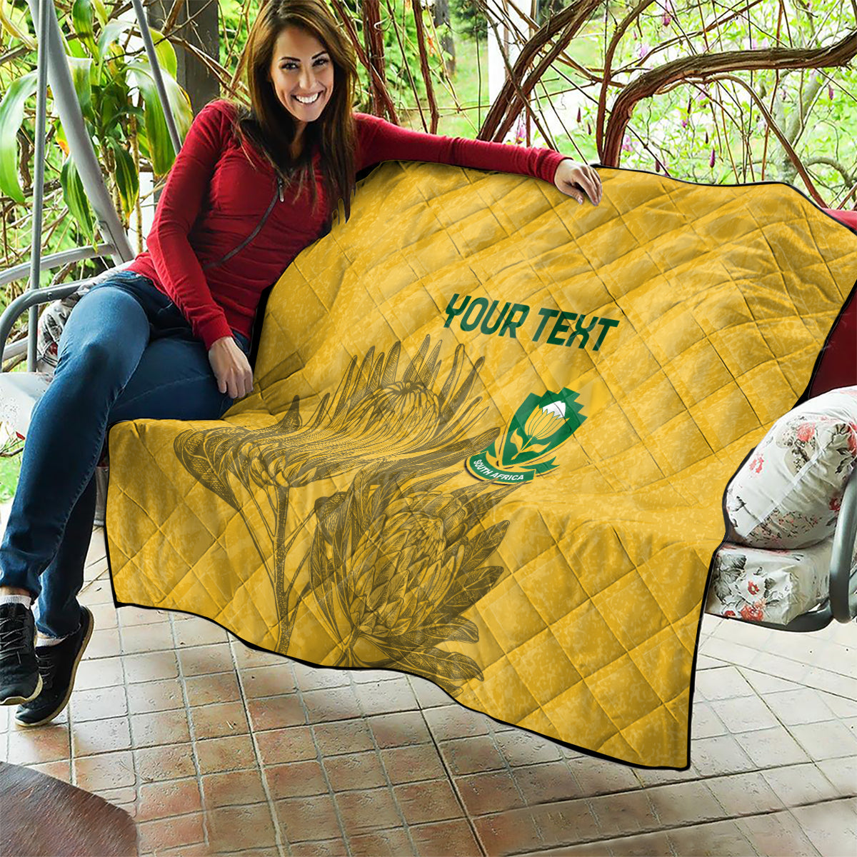 Custom South Africa Soccer Quilt Go Banyana Banyana Proteas - Wonder Print Shop