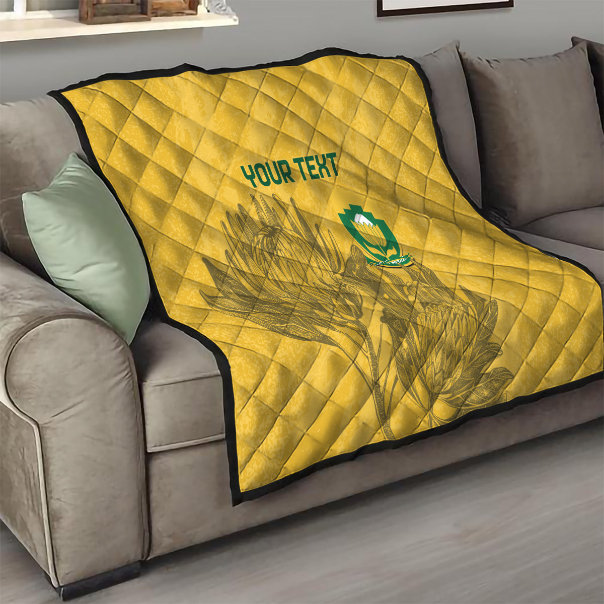Custom South Africa Soccer Quilt Go Banyana Banyana Proteas - Wonder Print Shop