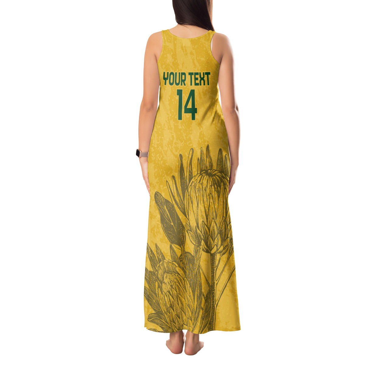Custom South Africa Soccer Tank Maxi Dress Go Banyana Banyana Proteas - Wonder Print Shop