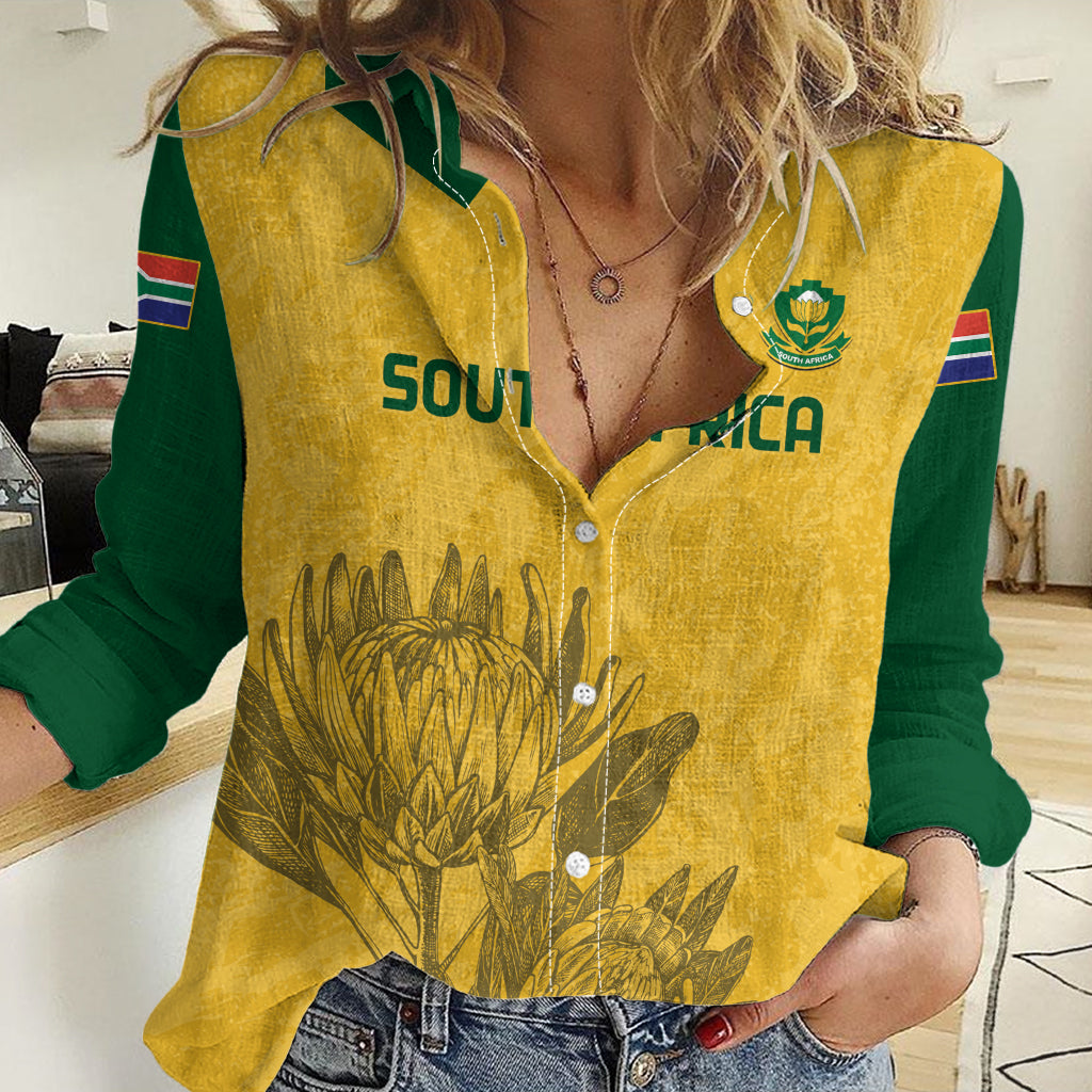 Custom South Africa Soccer Women Casual Shirt Go Banyana Banyana Proteas - Wonder Print Shop