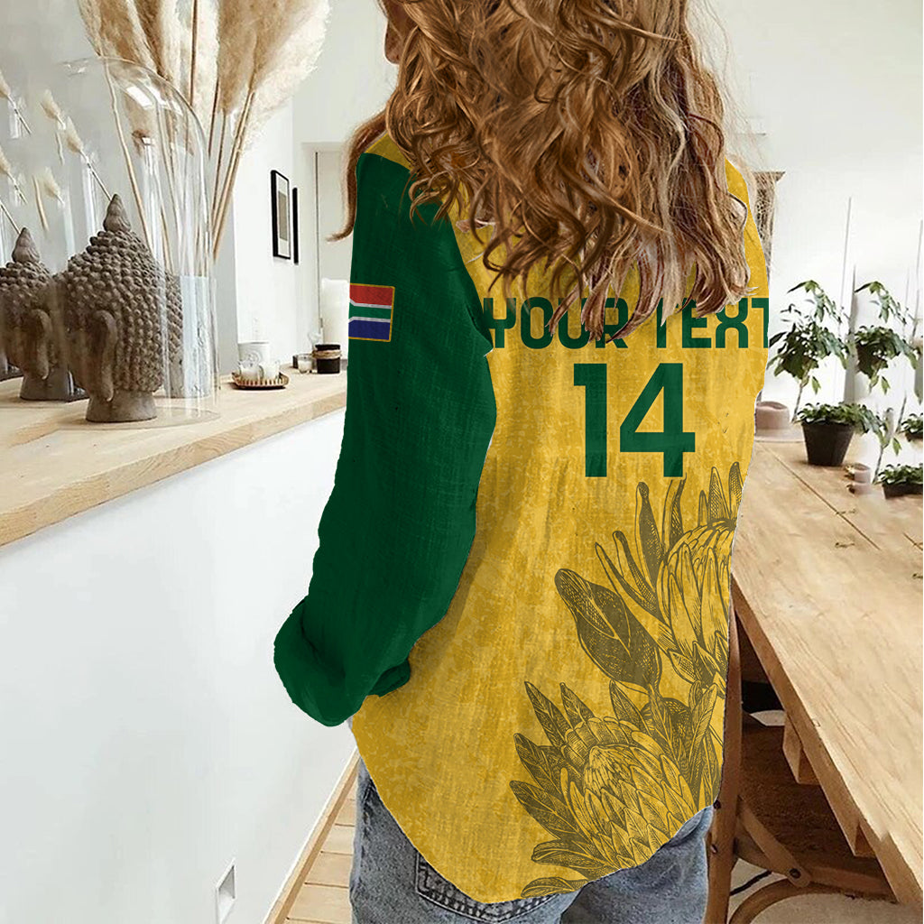 Custom South Africa Soccer Women Casual Shirt Go Banyana Banyana Proteas - Wonder Print Shop