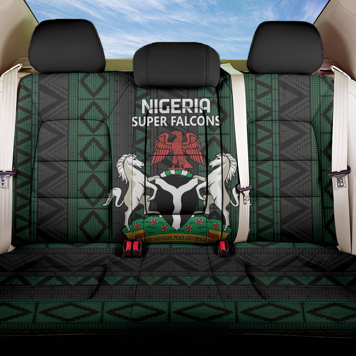 Custom Nigeria Football Back Car Seat Cover Go Super Falcons African Pattern