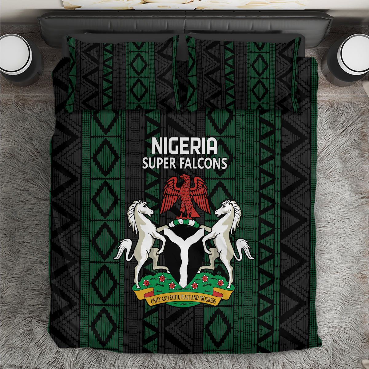 Nigeria Football Bedding Set Go Super Falcons African Pattern - Wonder Print Shop