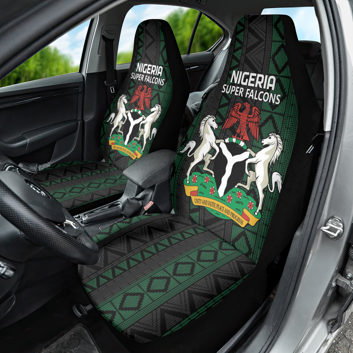 Nigeria Football Car Seat Cover Go Super Falcons African Pattern - Wonder Print Shop