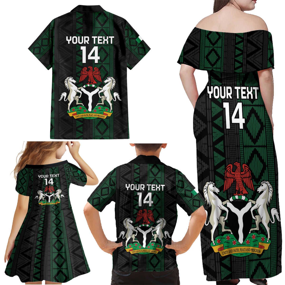 Custom Nigeria Football Family Matching Off Shoulder Maxi Dress and Hawaiian Shirt Go Super Falcons African Pattern - Wonder Print Shop