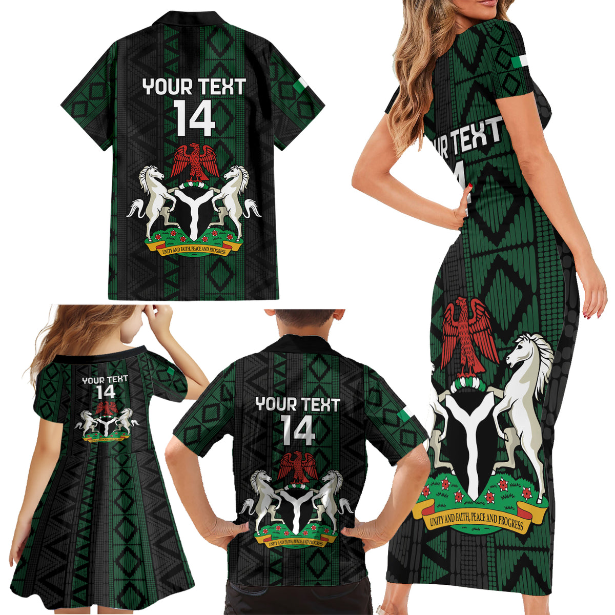 Custom Nigeria Football Family Matching Short Sleeve Bodycon Dress and Hawaiian Shirt Go Super Falcons African Pattern - Wonder Print Shop