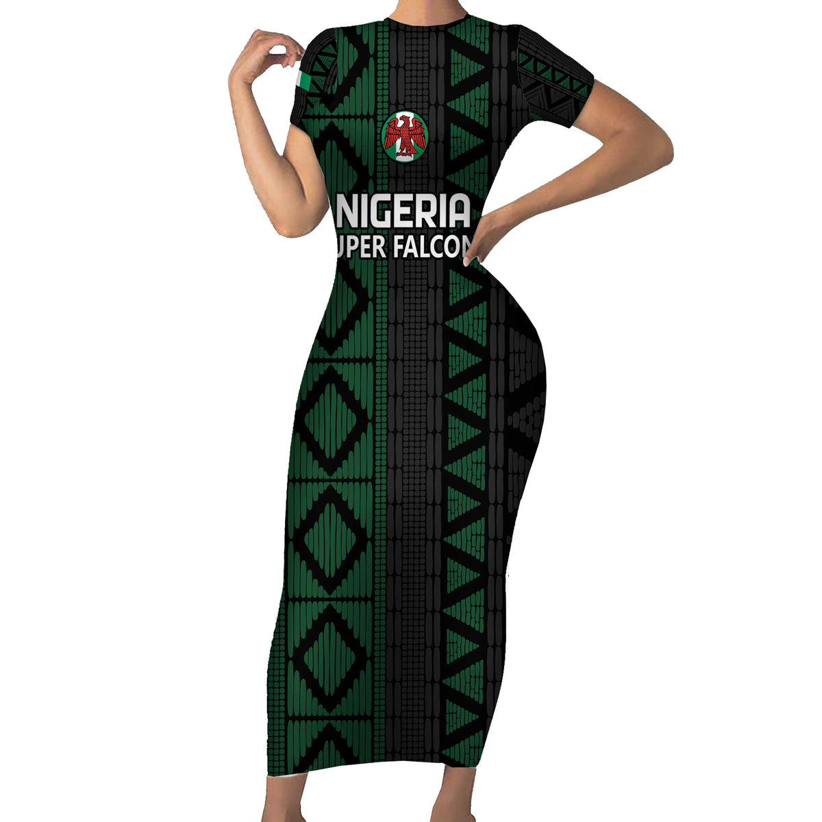 Custom Nigeria Football Family Matching Short Sleeve Bodycon Dress and Hawaiian Shirt Go Super Falcons African Pattern - Wonder Print Shop