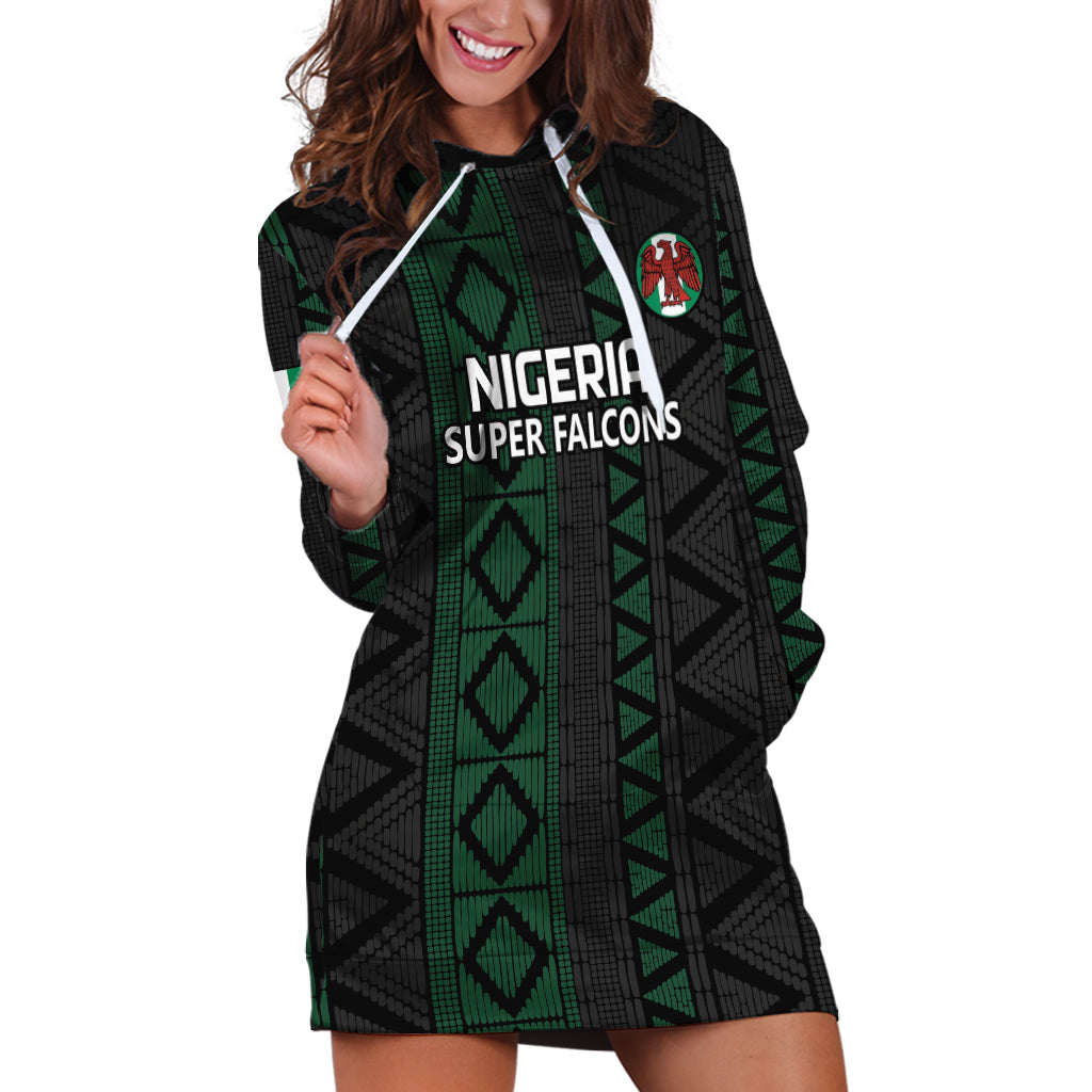 Custom Nigeria Football Hoodie Dress Go Super Falcons African Pattern - Wonder Print Shop