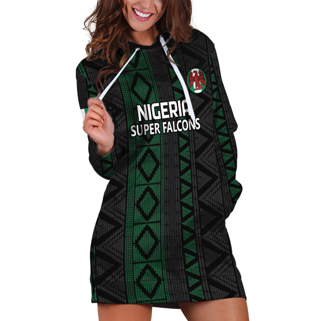 Custom Nigeria Football Hoodie Dress Go Super Falcons African Pattern