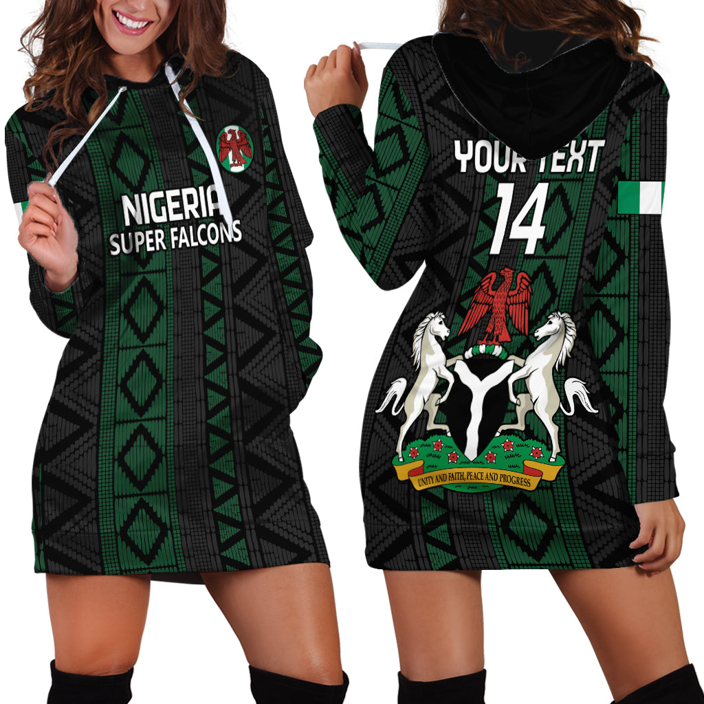 Custom Nigeria Football Hoodie Dress Go Super Falcons African Pattern - Wonder Print Shop