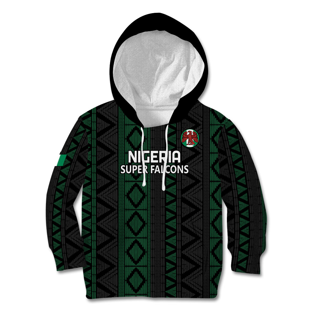 Custom Nigeria Football Kid Hoodie Go Super Falcons African Pattern