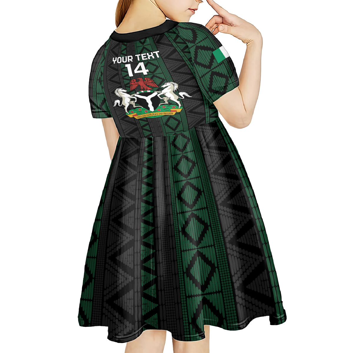 Custom Nigeria Football Kid Short Sleeve Dress Go Super Falcons African Pattern - Wonder Print Shop