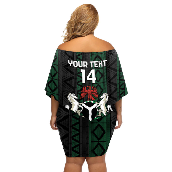 Afro-Jamaicans Tribal Custom Football Off The Shoulder Long Sleeve Dress Green Style LT9 main image 1