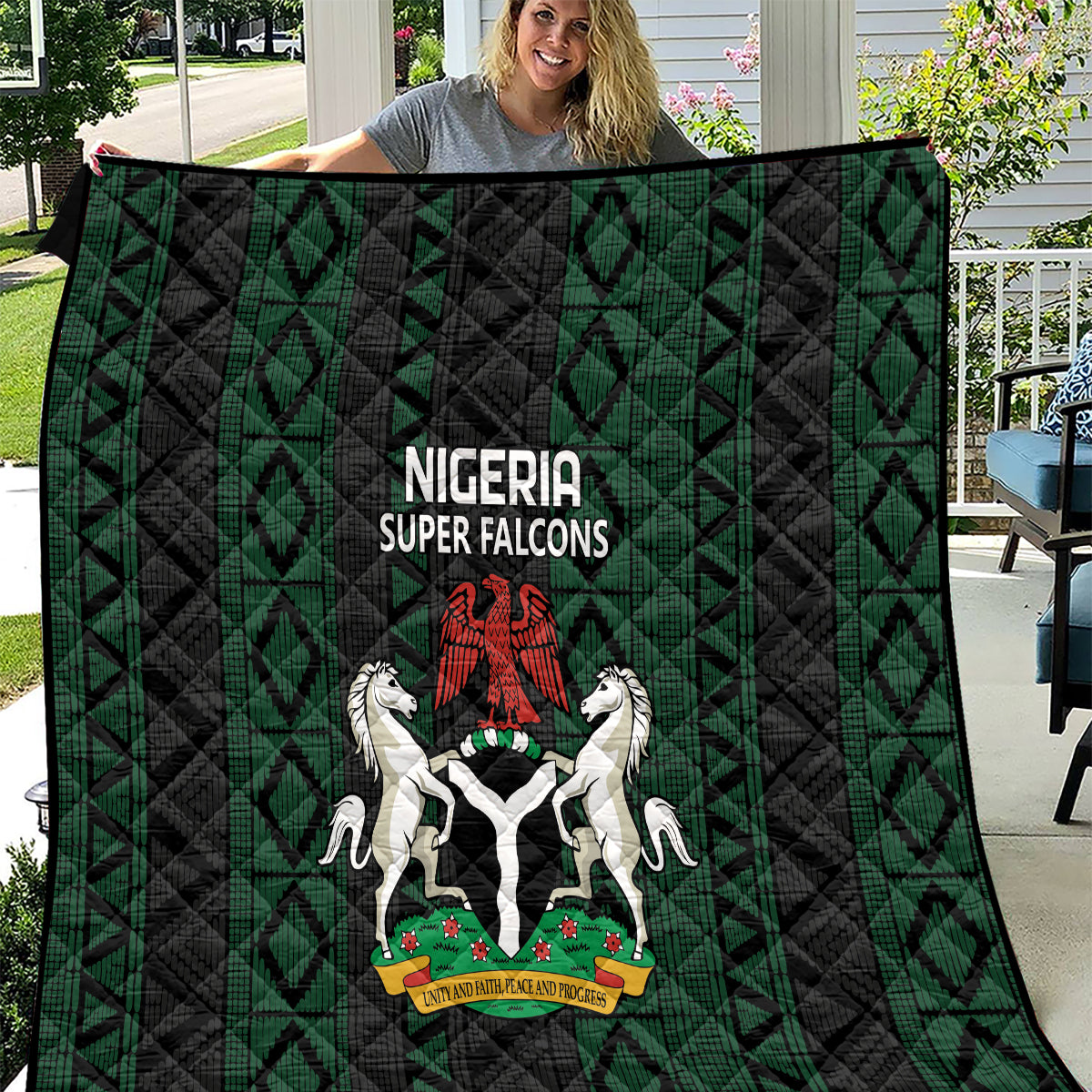 Nigeria Football Quilt Go Super Falcons African Pattern - Wonder Print Shop