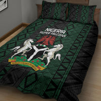 Nigeria Football Quilt Bed Set Go Super Falcons African Pattern - Wonder Print Shop
