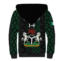 Custom Nigeria Football Sherpa Hoodie Go Super Falcons African Pattern - Wonder Print Shop