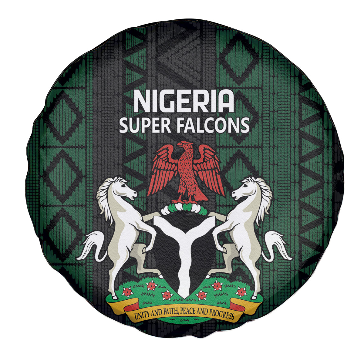 Nigeria Football Spare Tire Cover Go Super Falcons African Pattern - Wonder Print Shop