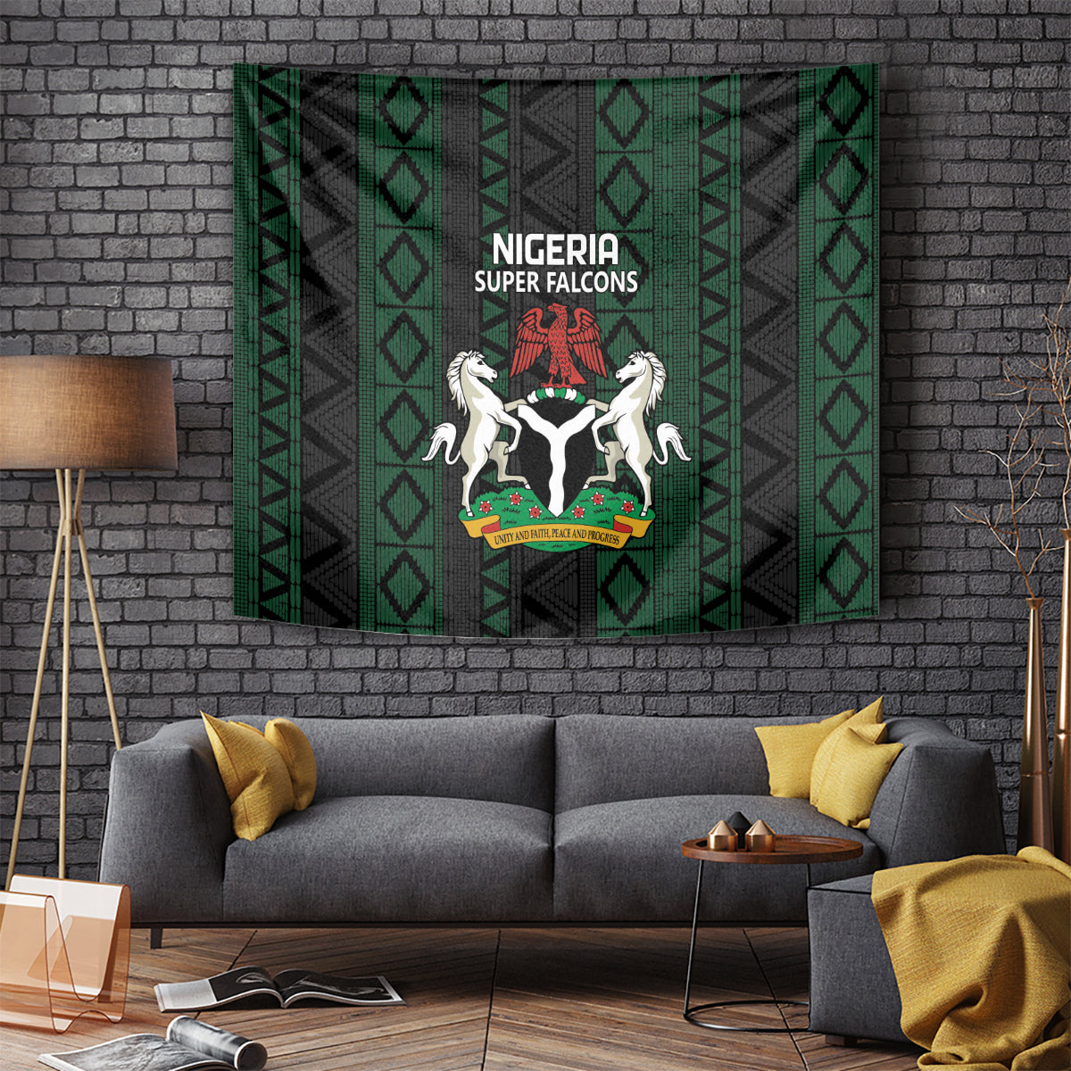 Nigeria Football Tapestry Go Super Falcons African Pattern - Wonder Print Shop