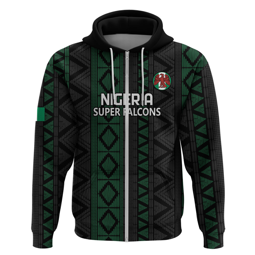 Custom Nigeria Football Zip Hoodie Go Super Falcons African Pattern
