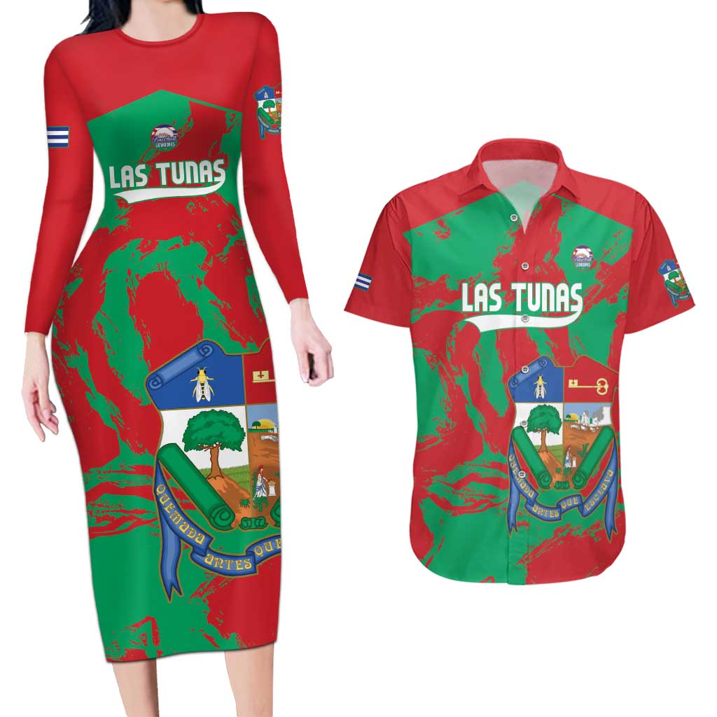 La Tunas 2025 Baseball Custom Couples Matching Long Sleeve Bodycon Dress and Hawaiian Shirt Cuba Go Champions